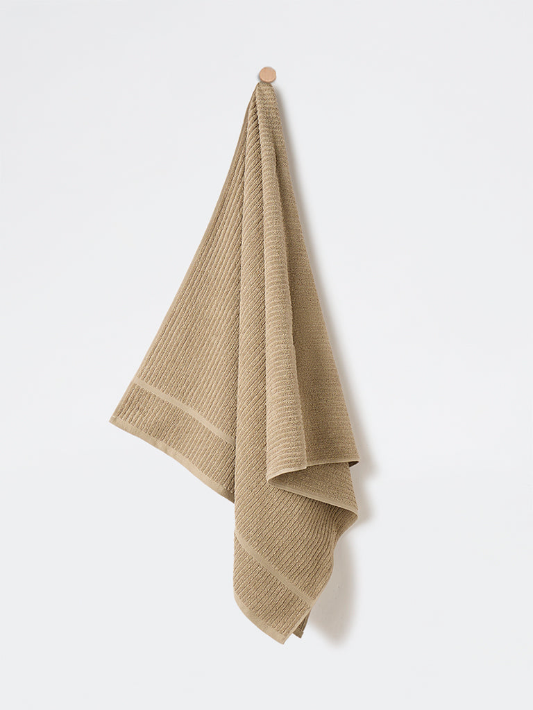 Westside Home Taupe Self-Striped Bath Towel