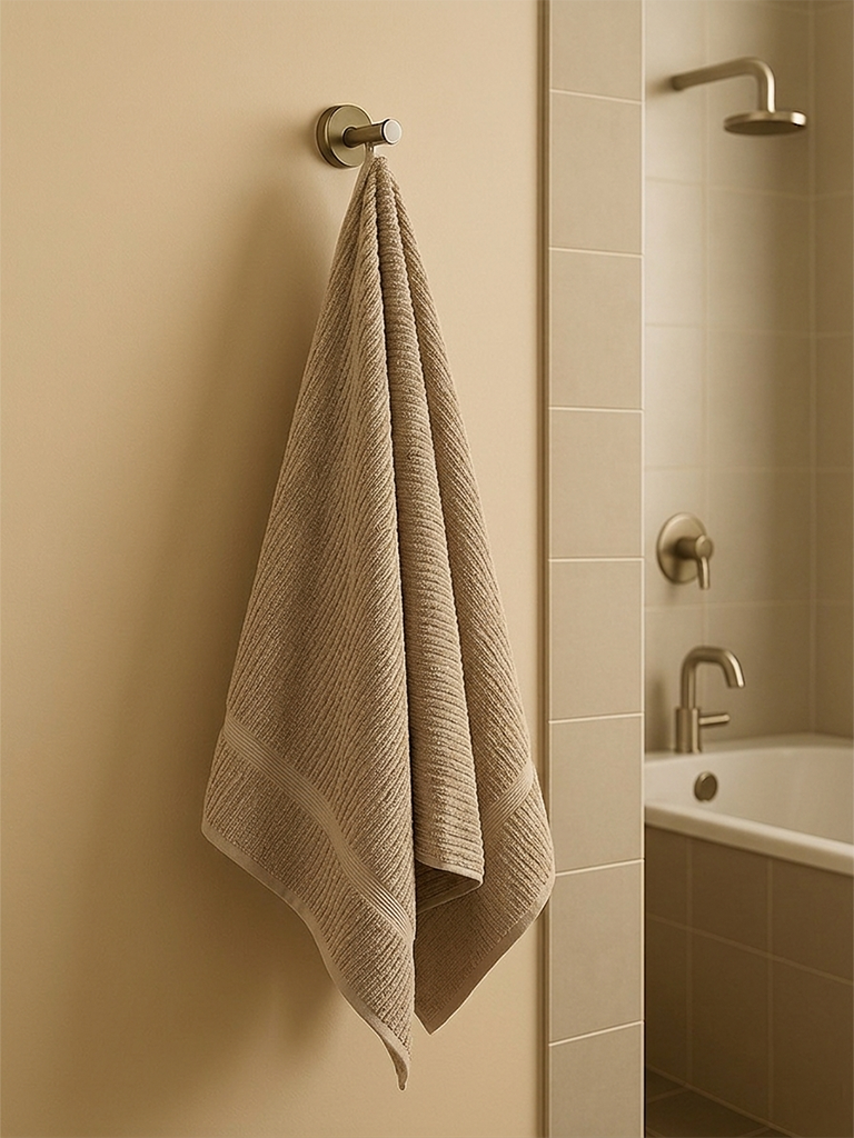 Westside Home Taupe Self-Striped Bath Towel