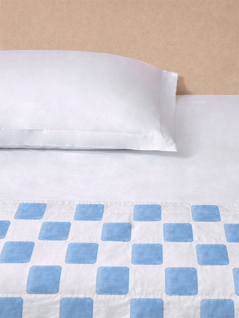 Westside Home Blue Printed Reversible Single Bed Comforter