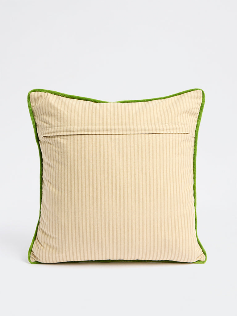 Westside Home Green Botanical Embroidered Cushion Cover