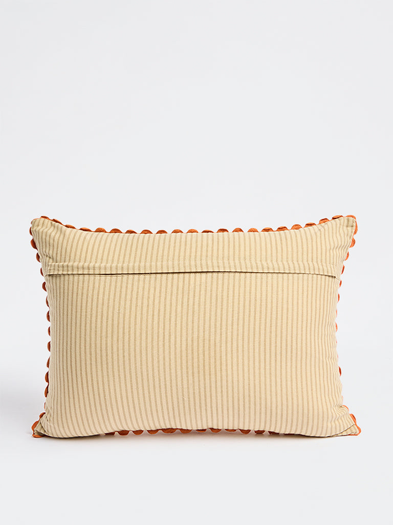Westside Home Orange Floral Design Cushion Cover