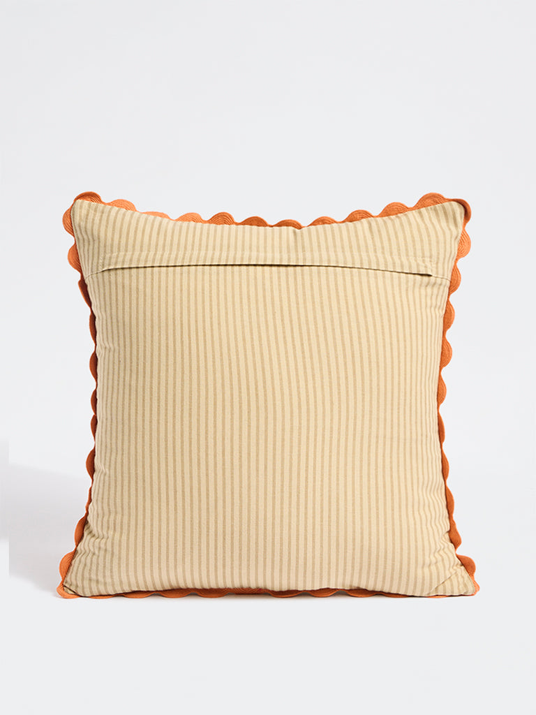 Westside Home Orange Floral Embroidered Cushion Cover