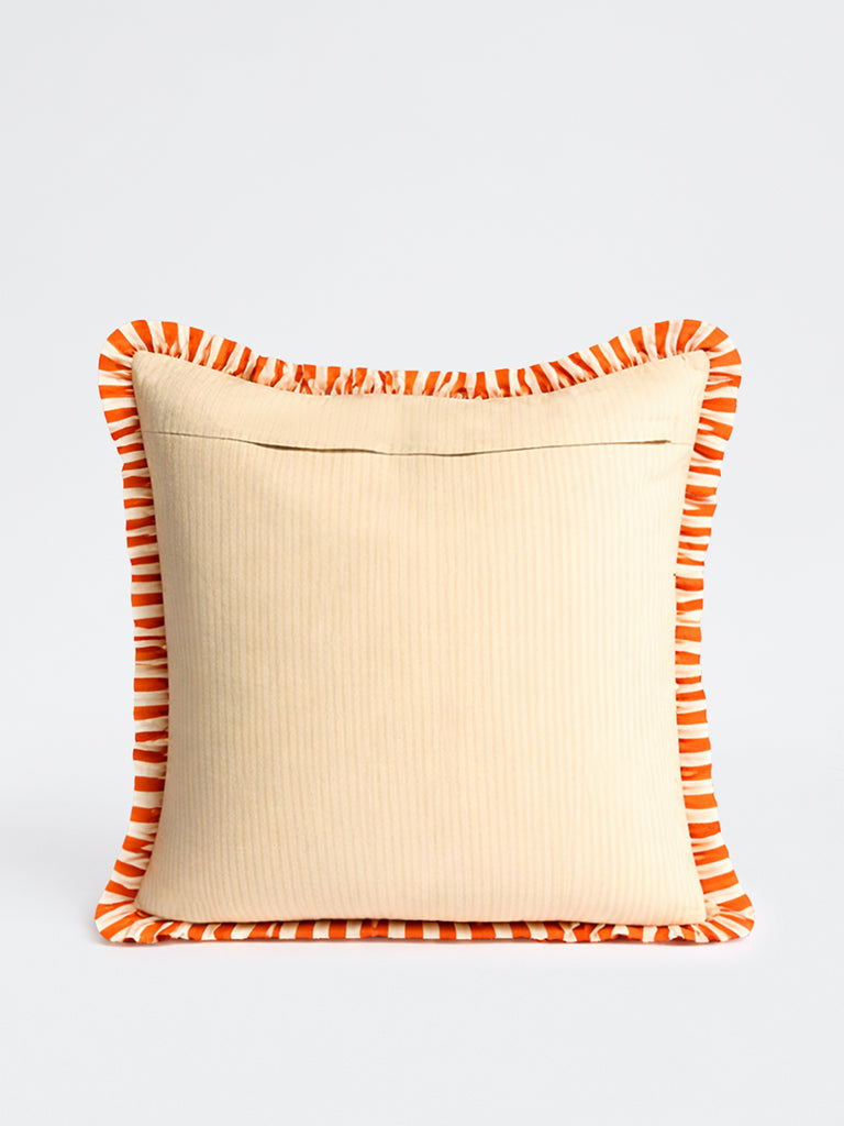 Westside Home Orange Stripe Pattern Cushion Cover
