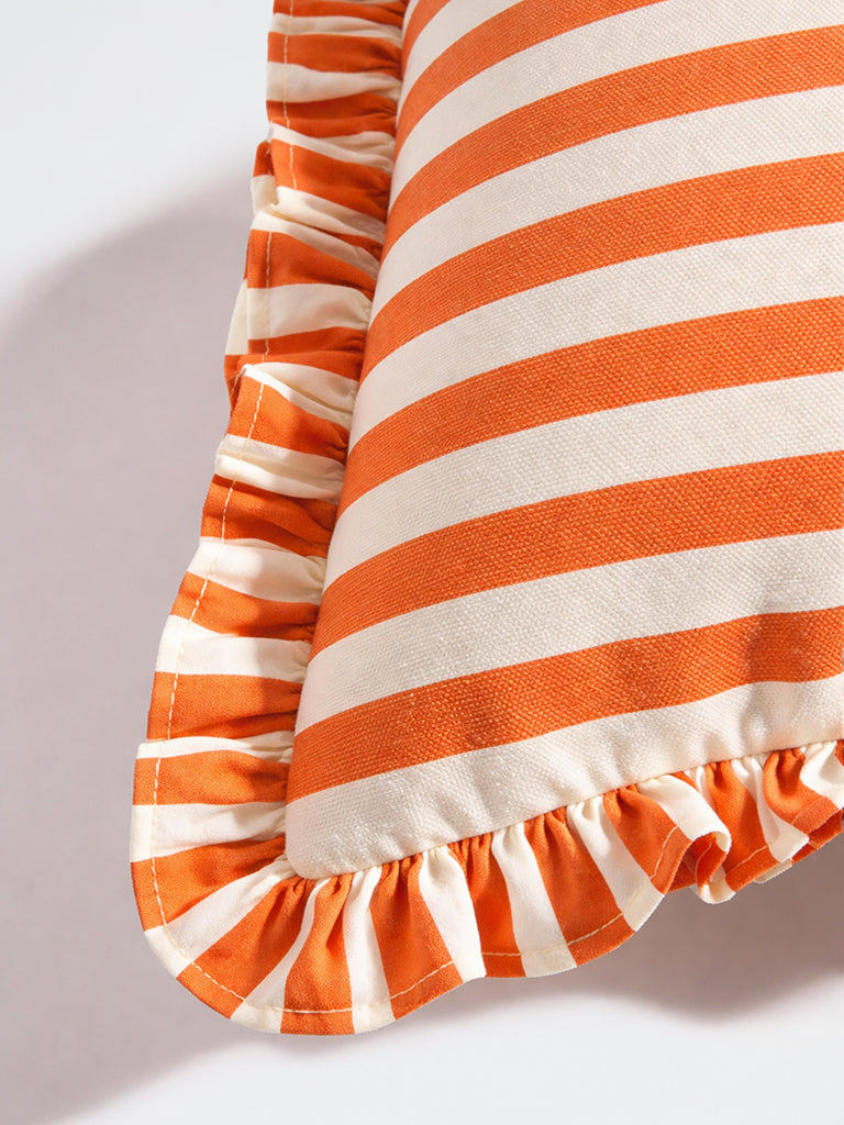 Westside Home Orange Stripe Pattern Cushion Cover