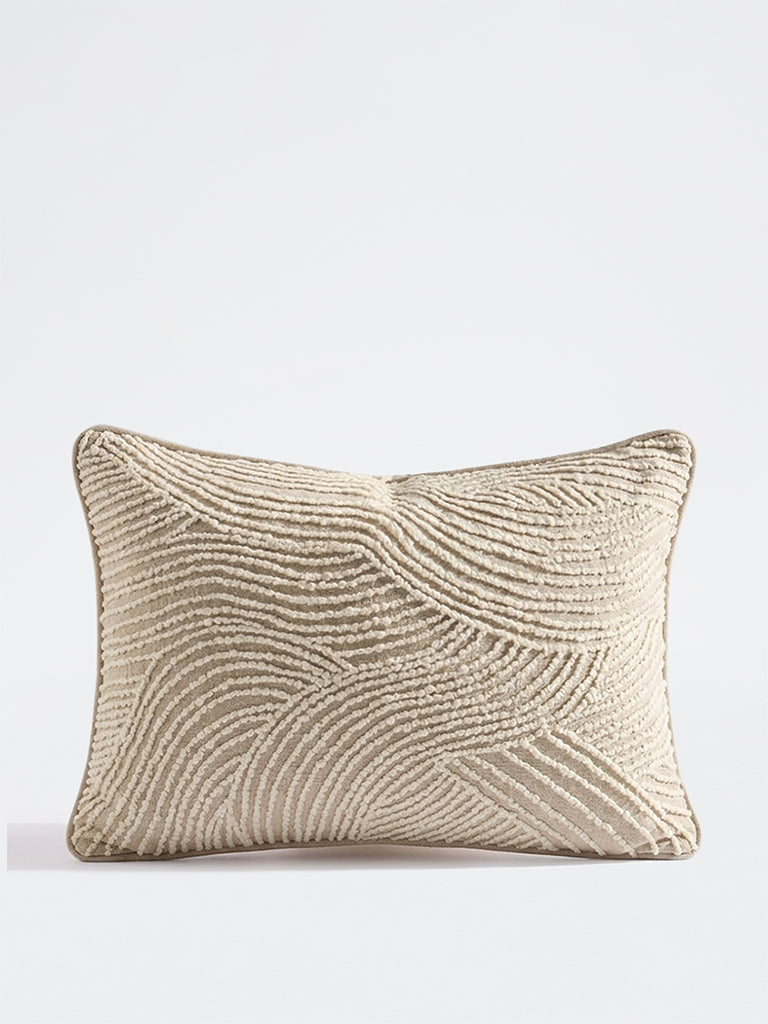 Westside Home Beige Wavy-Textured Cushion Cover