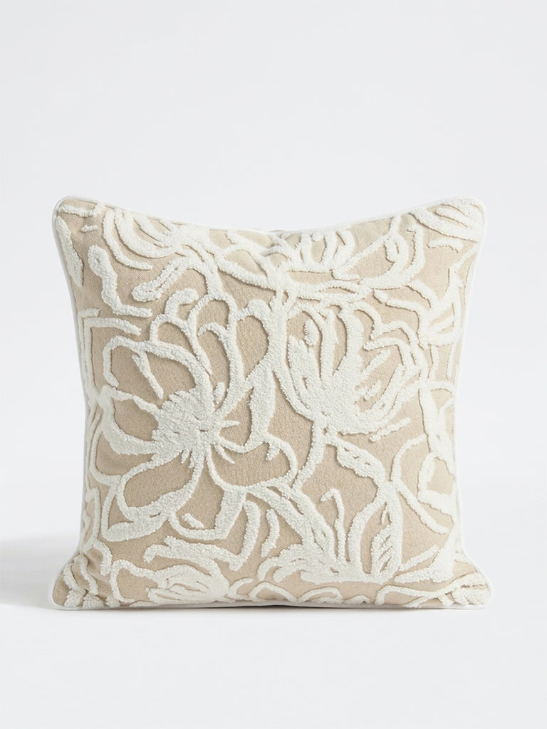 Westside Home Beige Stripe-Textured Cushion Cover