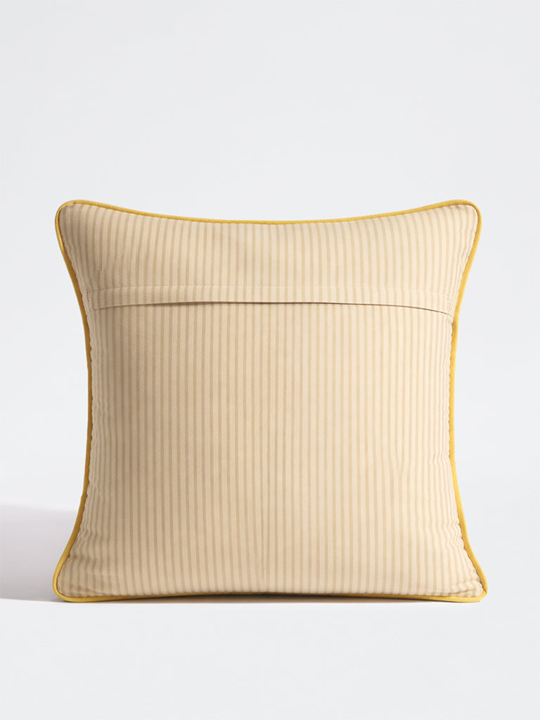 Westside Home Beige Floral Embroidered Cushion Cover