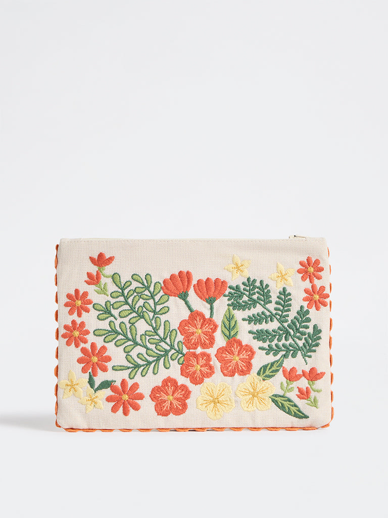 Westside Home Multicolour Floral Embroidered Pouch