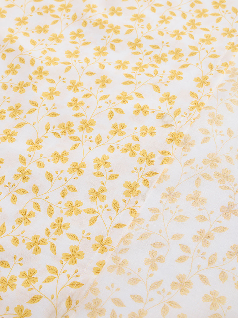 Westside Home Yellow Floral Printed King Bed Sheet Set