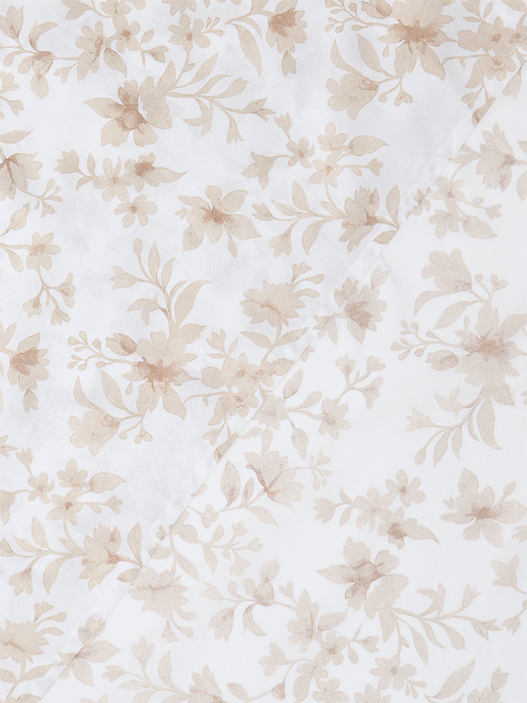 Westside Home Taupe Floral Printed Queen Bed Sheet Set