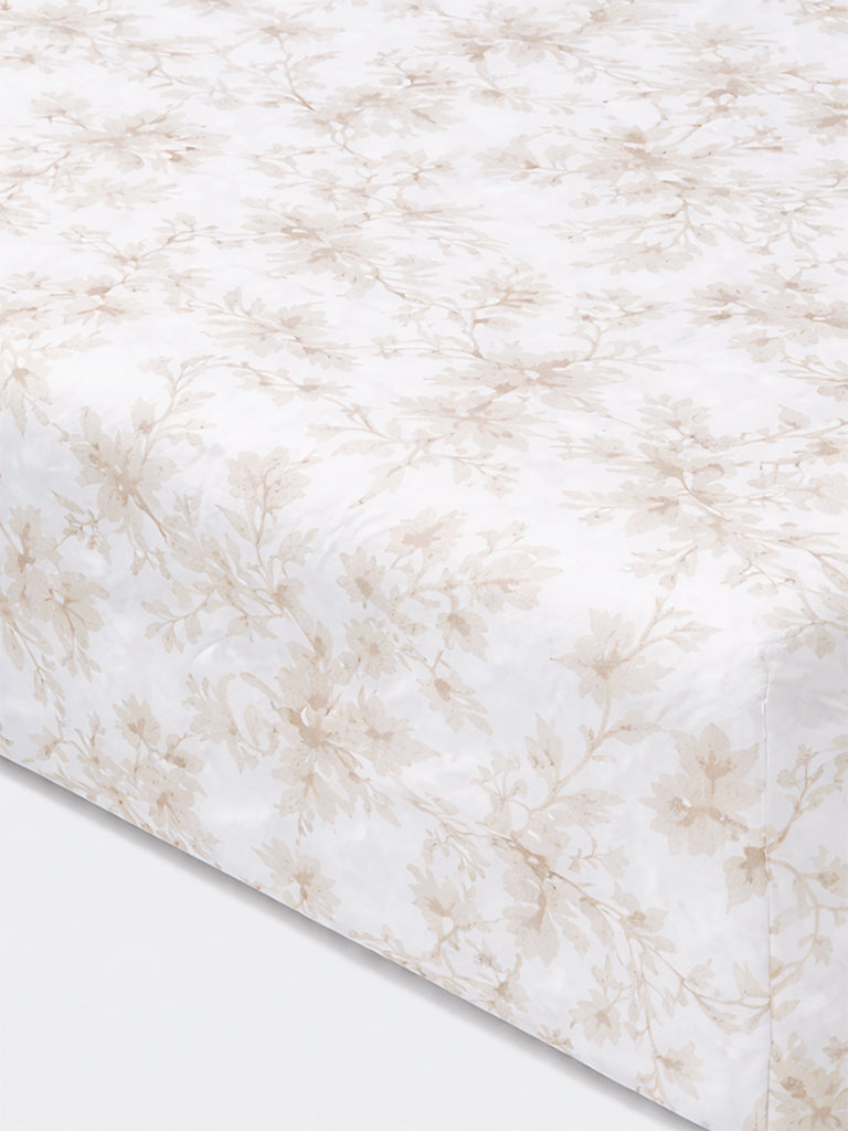 Westside Home Taupe Floral Printed King Bed Sheet Set
