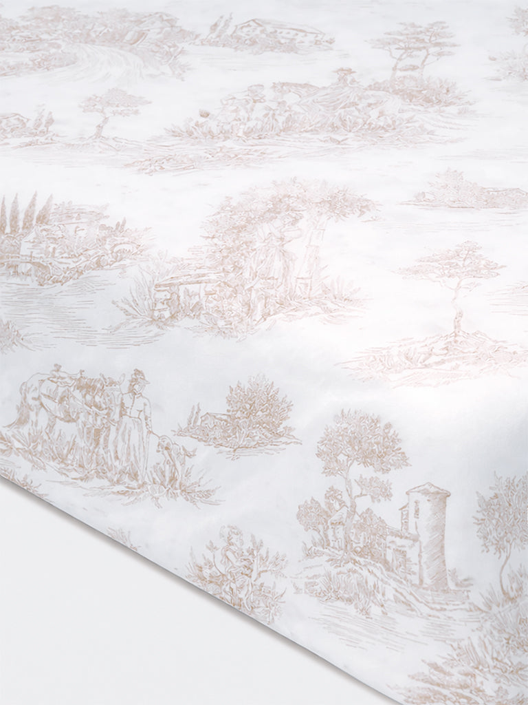 Westside Home Taupe Toile Printed King Bed Sheet Set