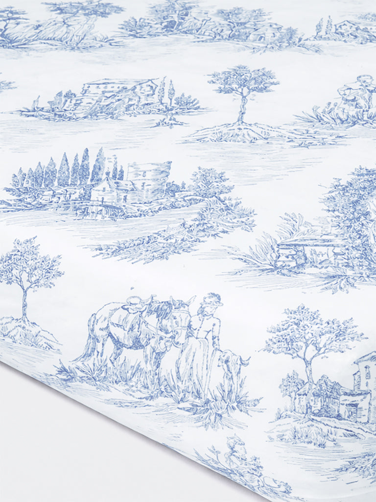 Westside Home Blue Toile Printed King Bed Sheet Set