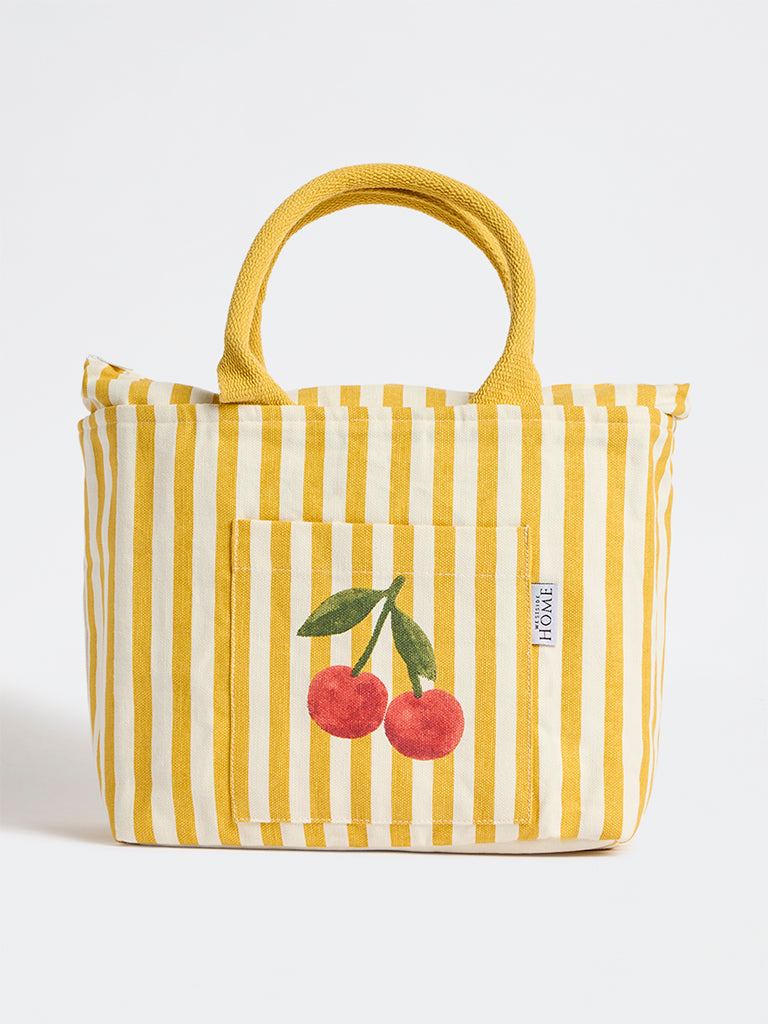 Westside Home Yellow Striped Lunch Bag