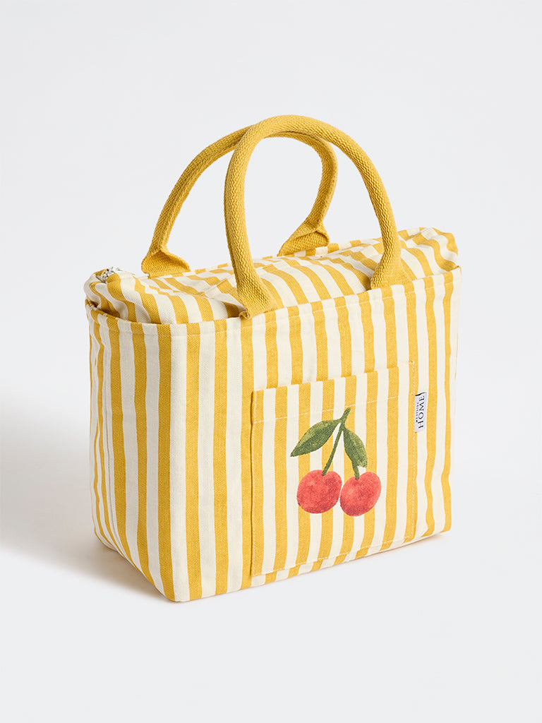 Westside Home Yellow Striped Lunch Bag