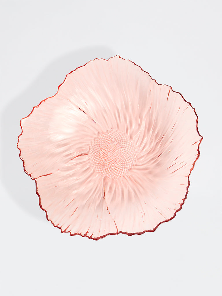Westside Home Pink Floral Glass Platter