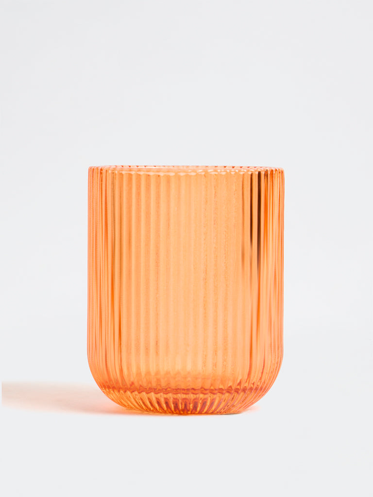 Westside Home Orange Ribbed Water Glass