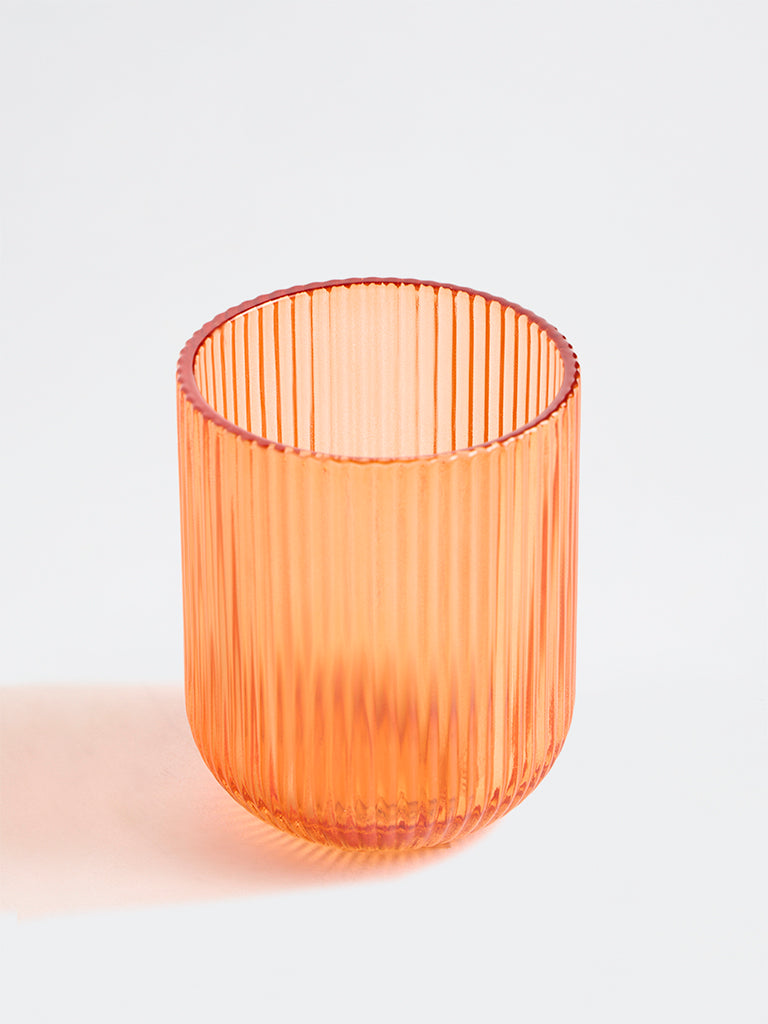 Westside Home Orange Ribbed Water Glass