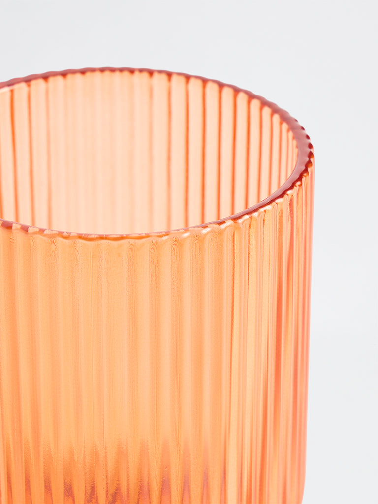 Westside Home Orange Ribbed Water Glass