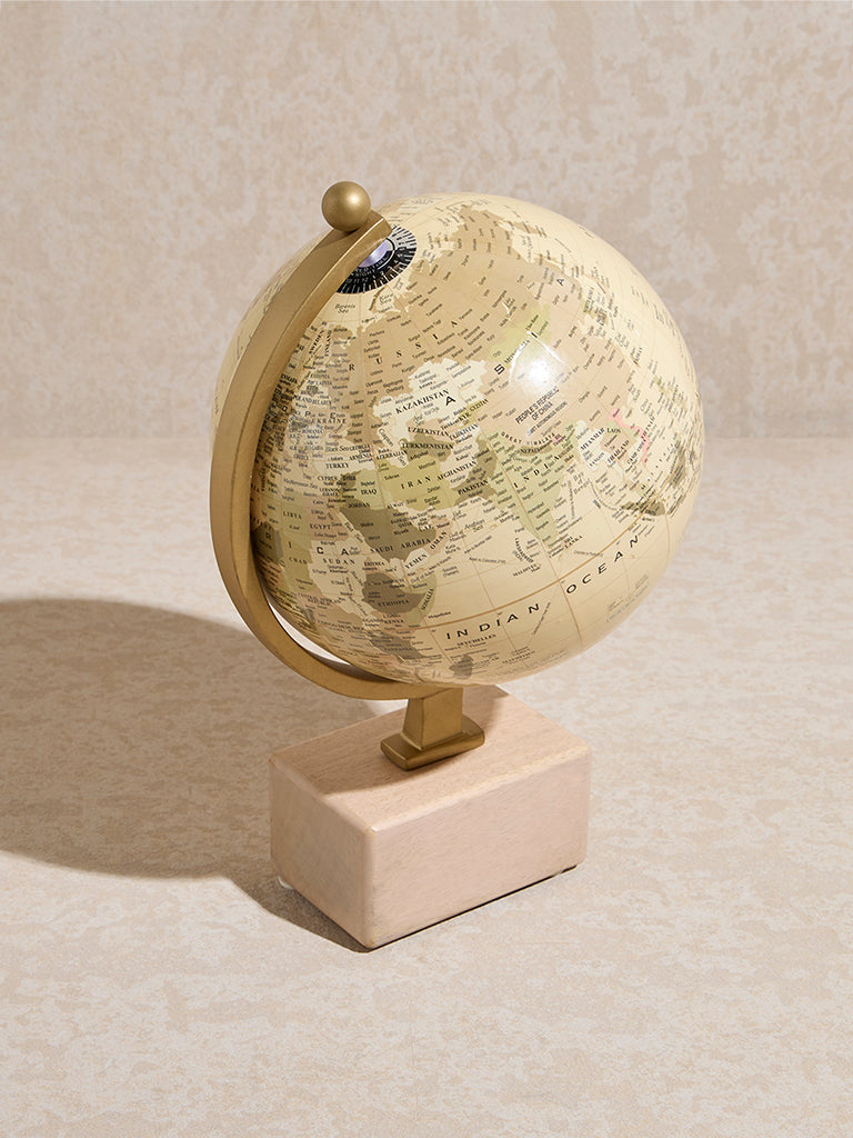 Westside Home Beige Wooden Globe