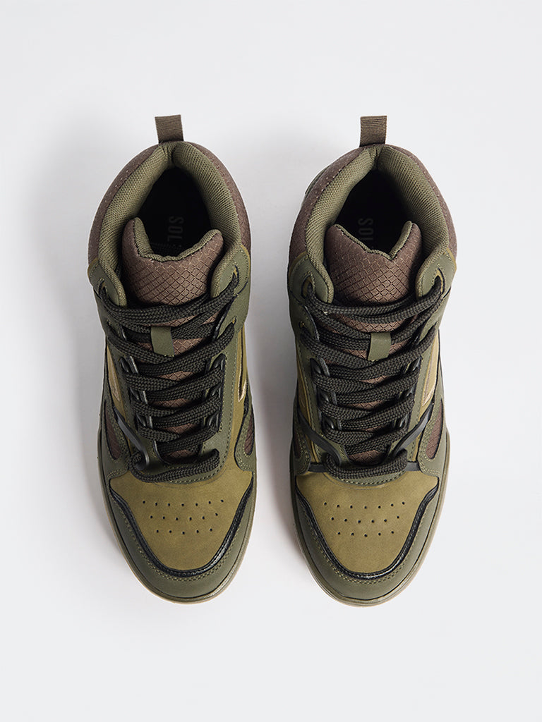 SOLEPLAY Olive Peforated High-Top Sneakers