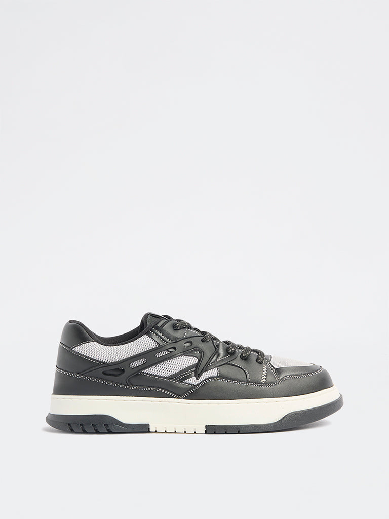 SOLEPLAY Black Mesh-Detailed Lace-Up Sneakers