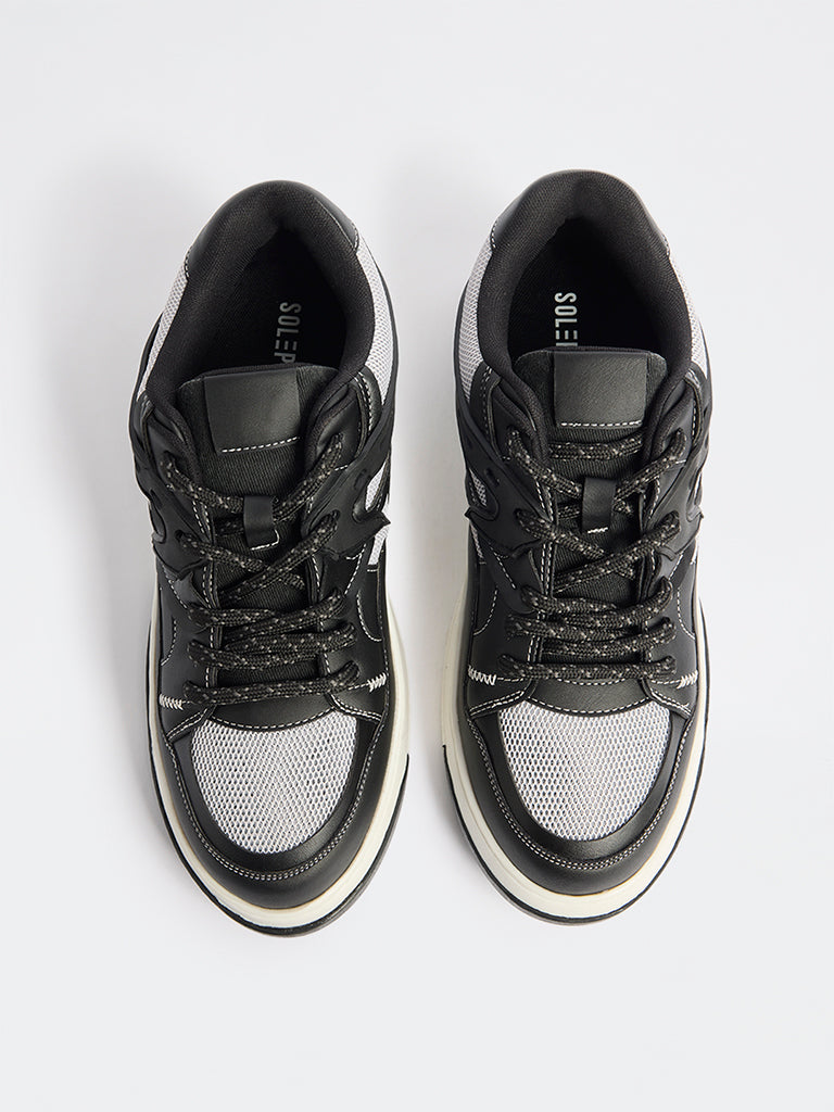 SOLEPLAY Black Mesh-Detailed Lace-Up Sneakers