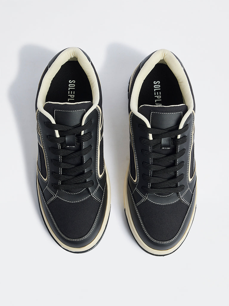 SOLEPLAY Black Textured Lace-Up Sneakers
