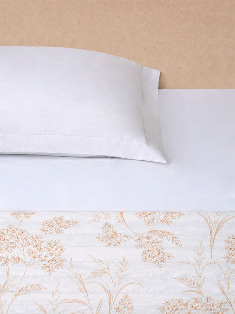 Westside Home Beige Floral Printed Reversible Single Bed Comforter