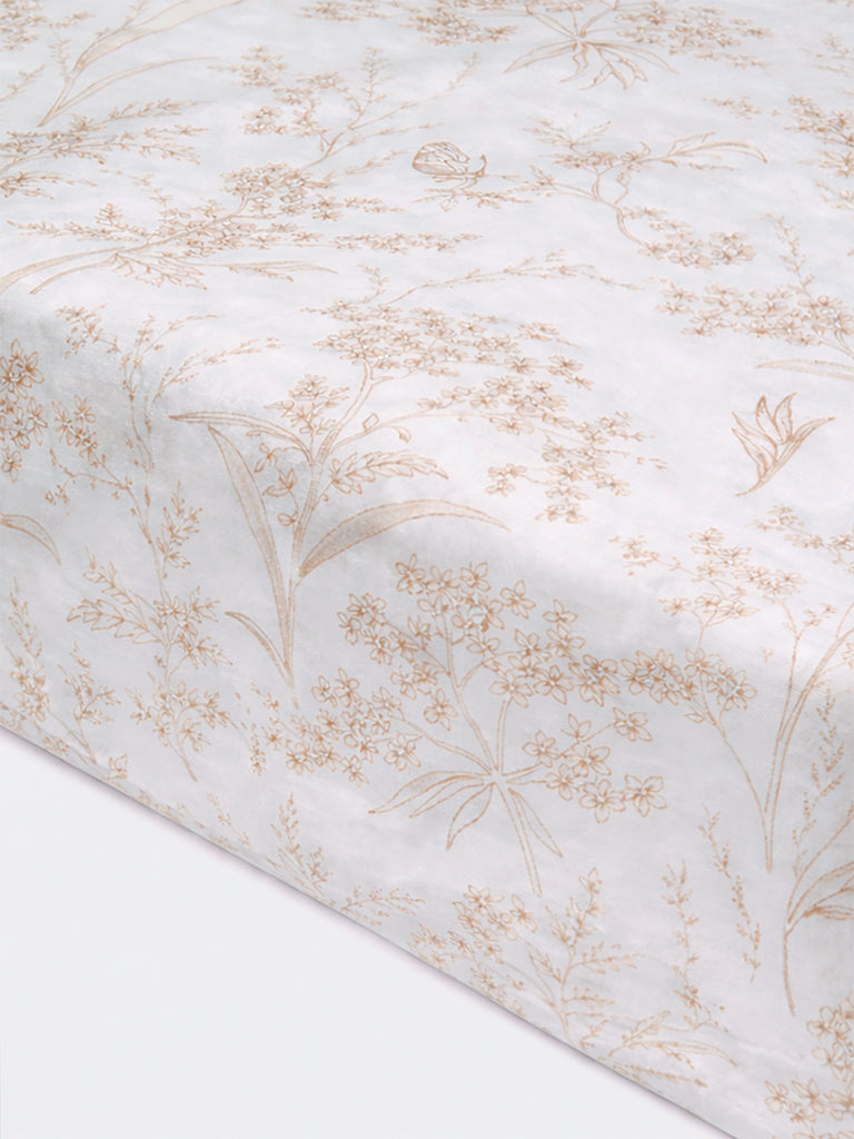 Westside Home Beige Floral Printed Reversible Single Bed Comforter