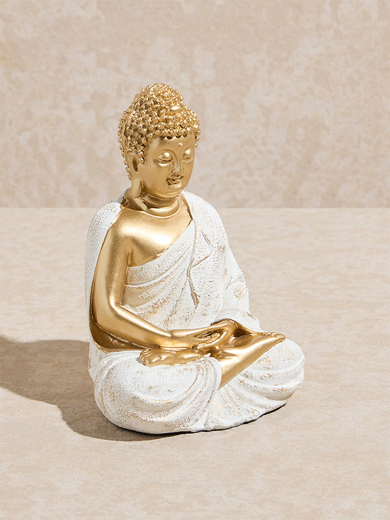 Westside Home White Sitting Buddha Showpiece