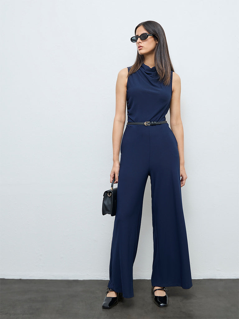 Wardrobe Navy Jumpsuit with Belt