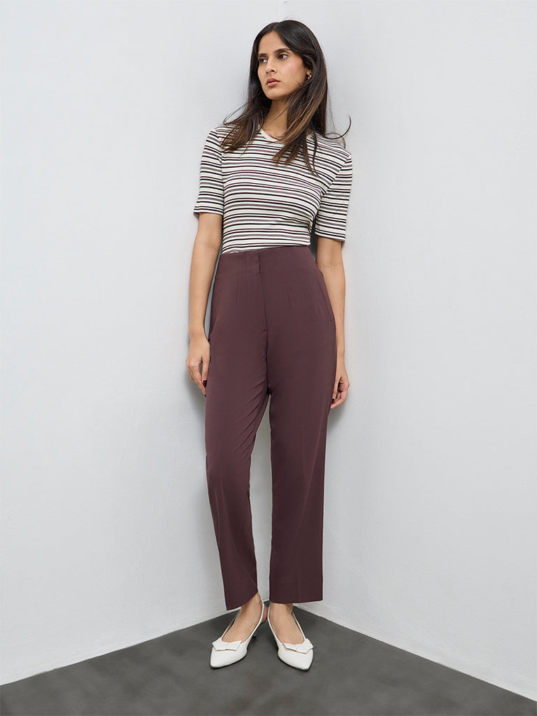 Wardrobe Dark Brown High-Rise Trousers