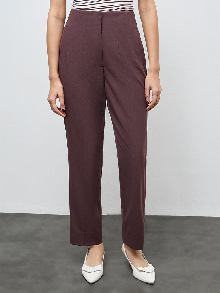 Wardrobe Dark Brown High-Rise Trousers