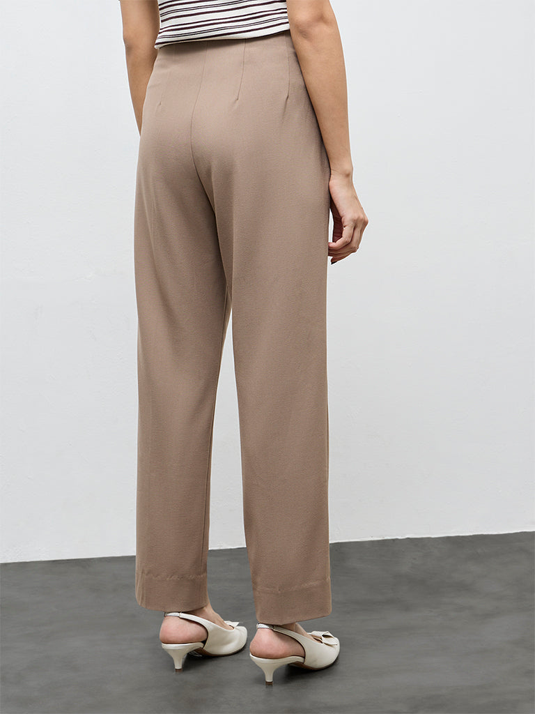 Wardrobe Beige High-Rise Trousers