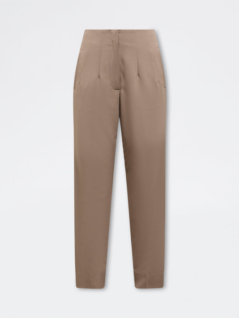 Wardrobe Beige High-Rise Trousers