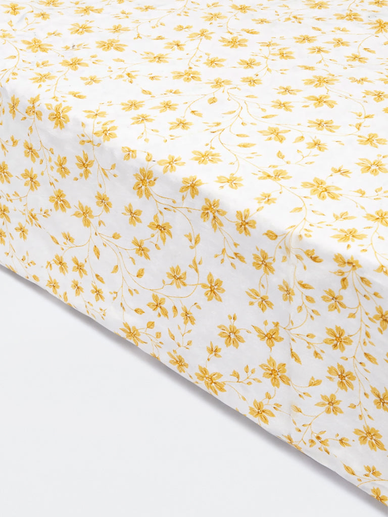 Westside Home Yellow Floral Printed Reversible Queen Bed Comforter