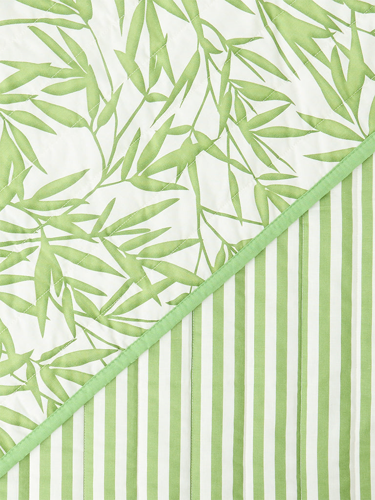 Westside Home Green Bamboo Leaf Reversible Single Bed Comforter