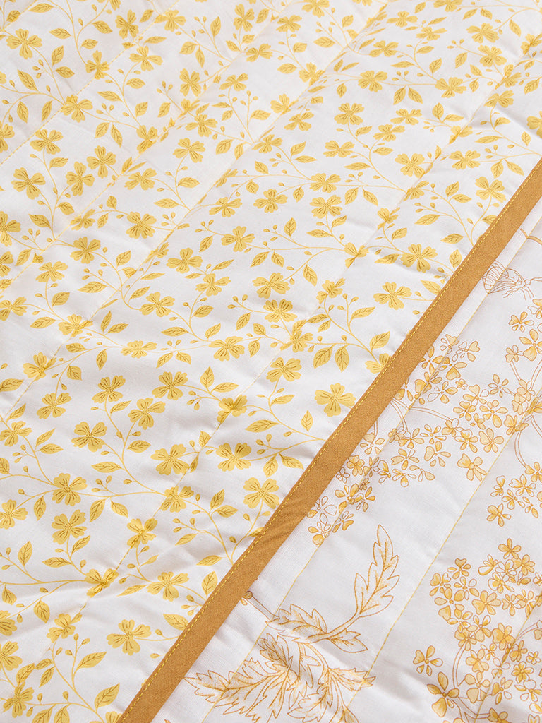 Westside Home Yellow Floral Printed Reversible Single Bed Comforter