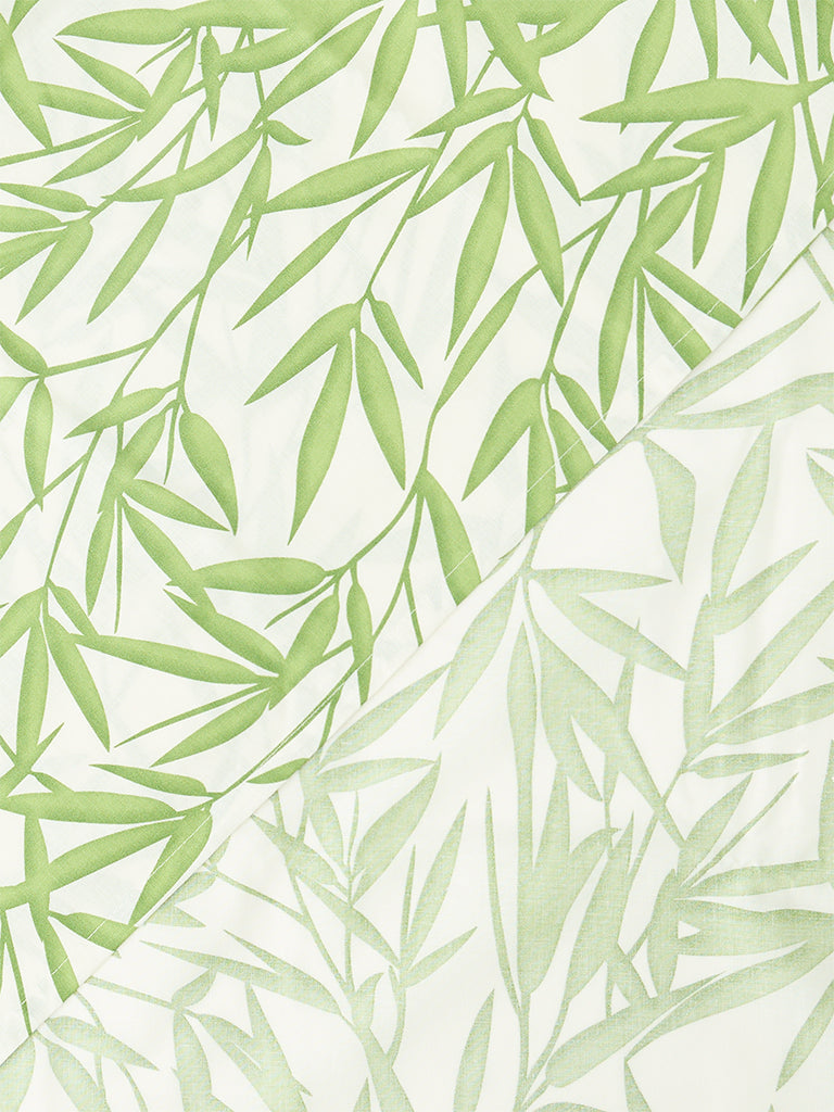 Westside Home Green Bamboo Leaf Printed Double Bed Sheet Set