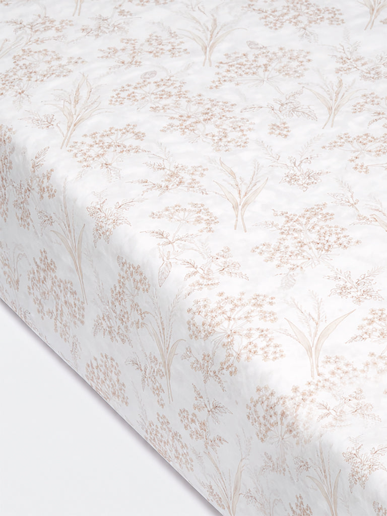 Westside Home Brown Foliage Printed King Bed Sheet Set