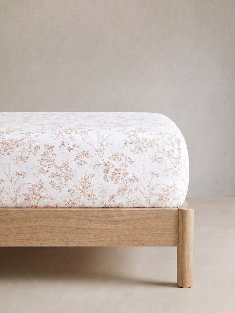 Westside Home Brown Foliage Printed King Bed Sheet Set