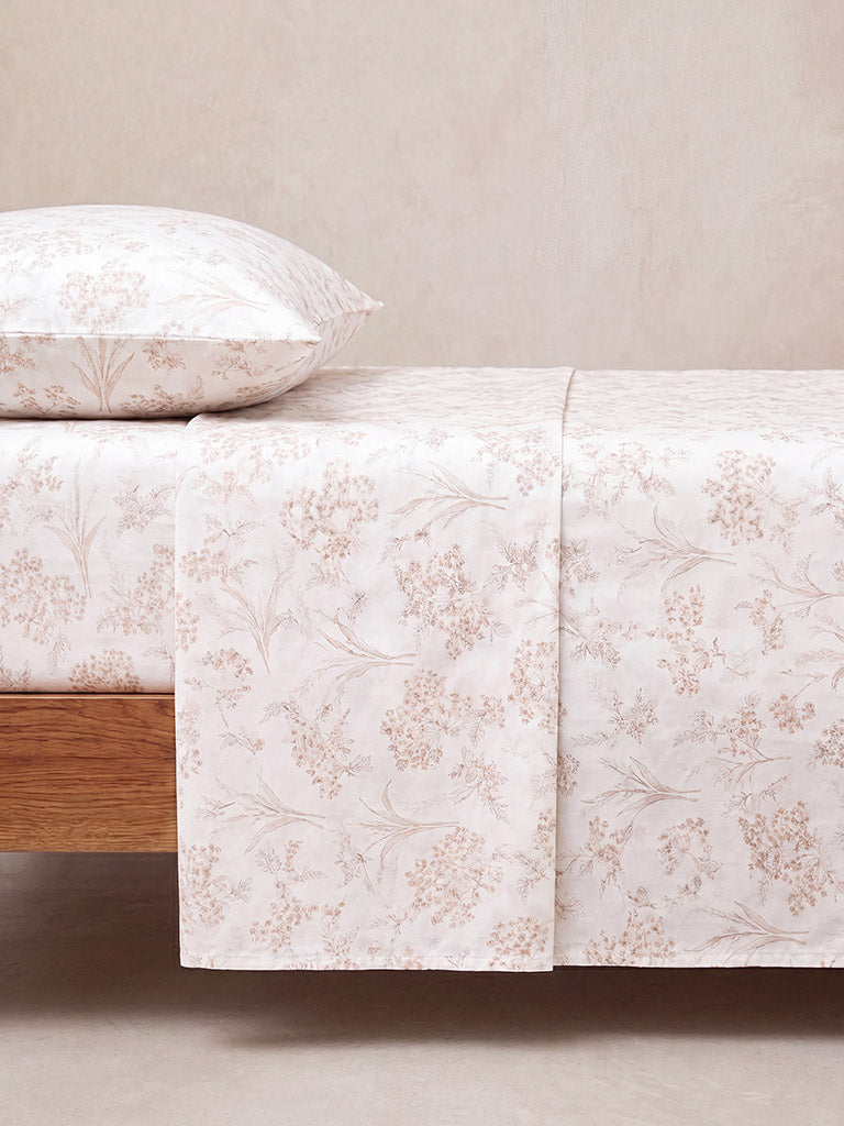 Westside Home Brown Foliage Printed King Bed Sheet Set