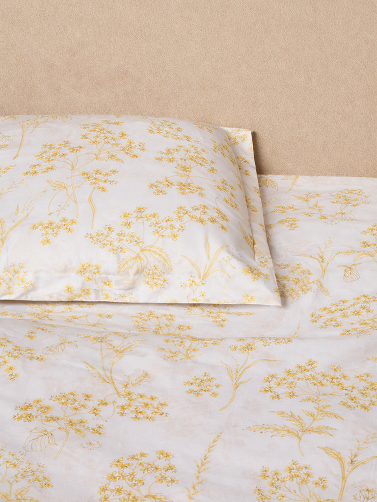 Westside Home Yellow Foliage Design Queen Bed Sheet Set