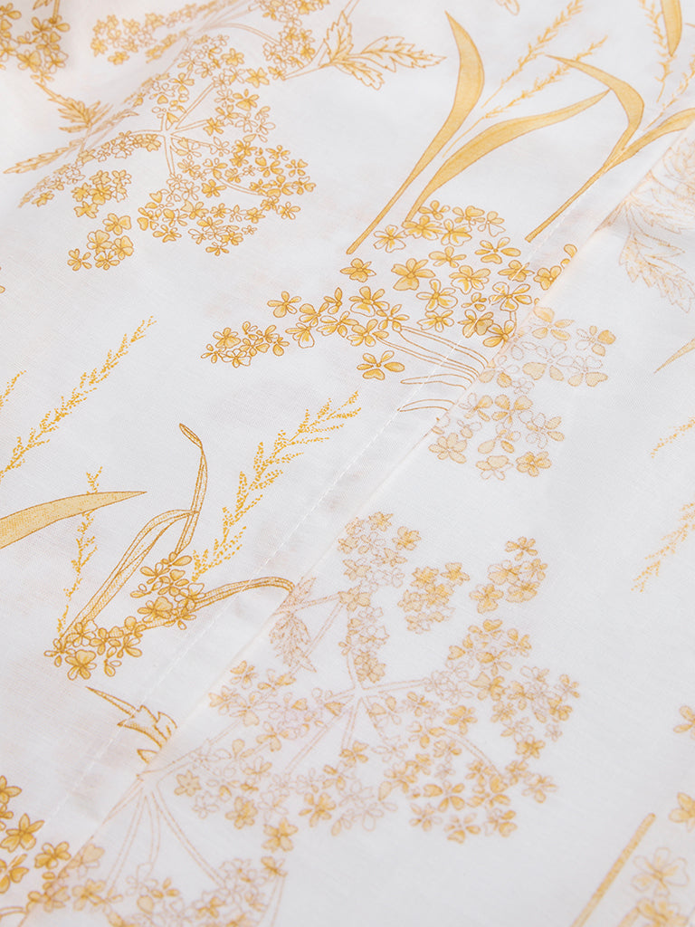 Westside Home Yellow Foliage Design Queen Bed Sheet Set