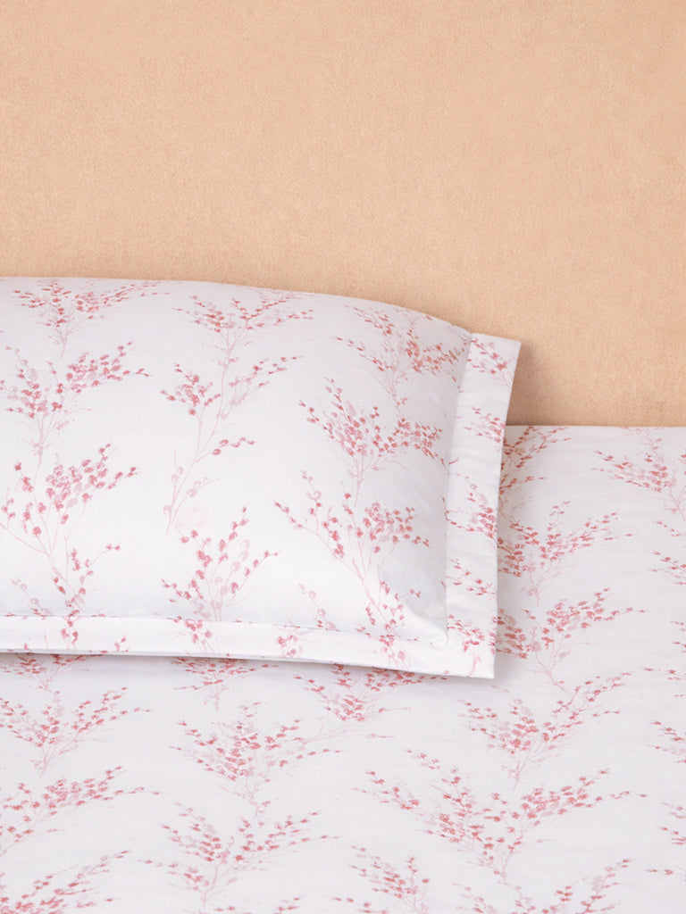 Westside Home Pink Botanical Printed Double Bed Sheet Set