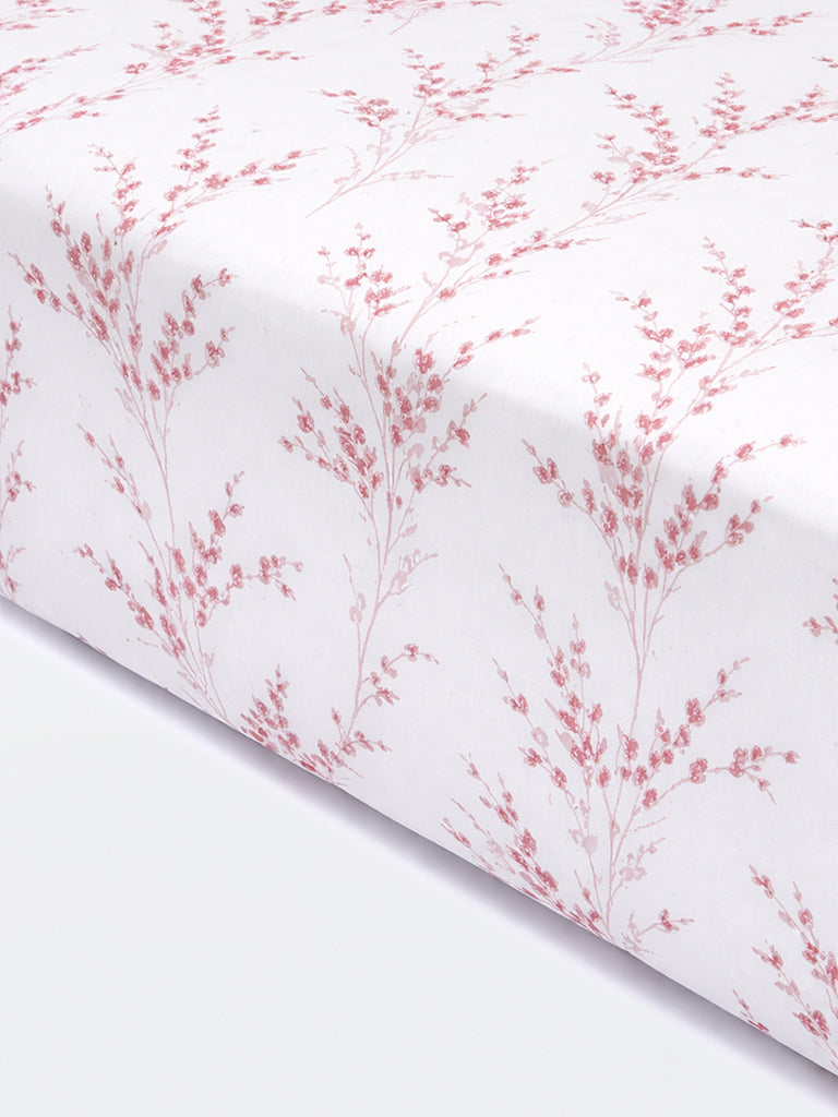 Westside Home Pink Botanical Printed Double Bed Sheet Set