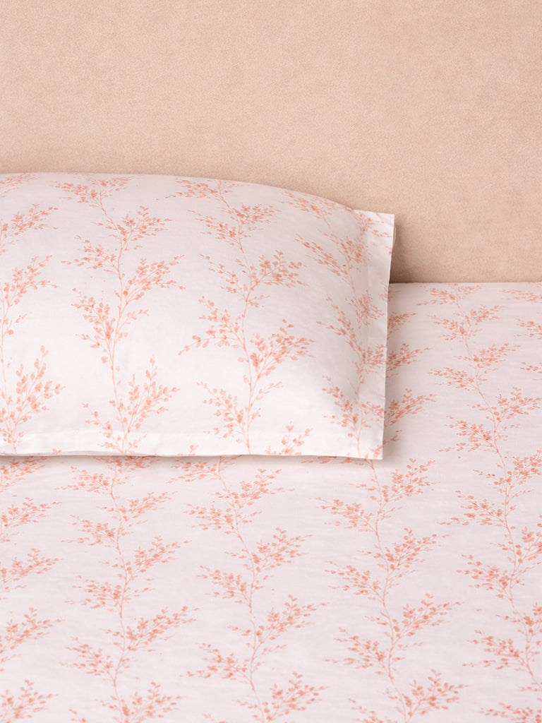 Westside Home Orange Botanical Design Queen Bed Sheet Set