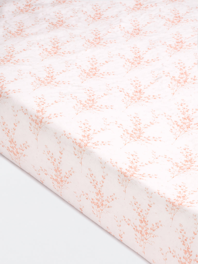 Westside Home Orange Botanical Design Queen Bed Sheet Set