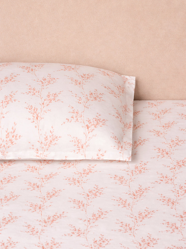 Westside Home Orange Botanical Design King Bed Sheet Set
